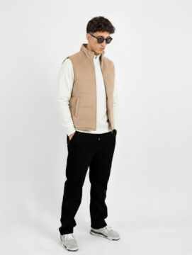 Beige suede sleeveless jacket