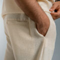 Beige Cotton-linen pants