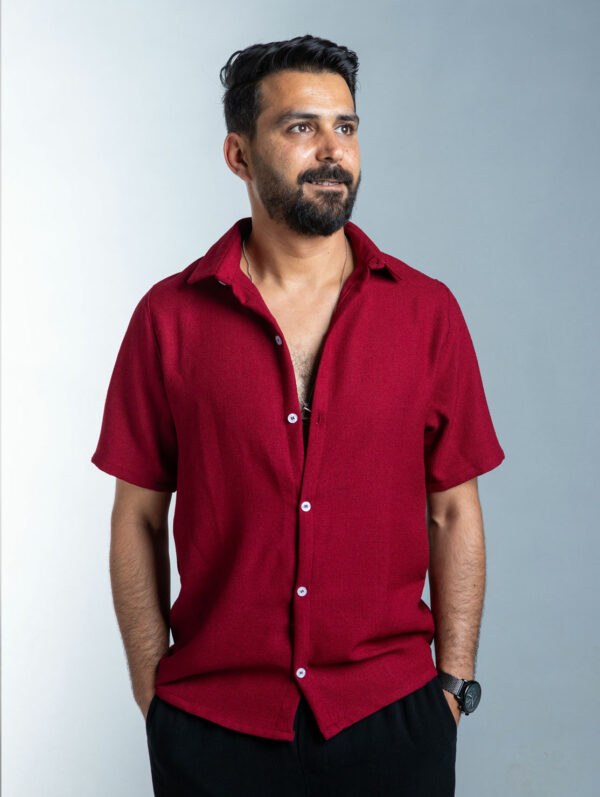 Burgandy Cotton-Linen Summer Shirt Burgandy Cotton-Linen Summer Shirt