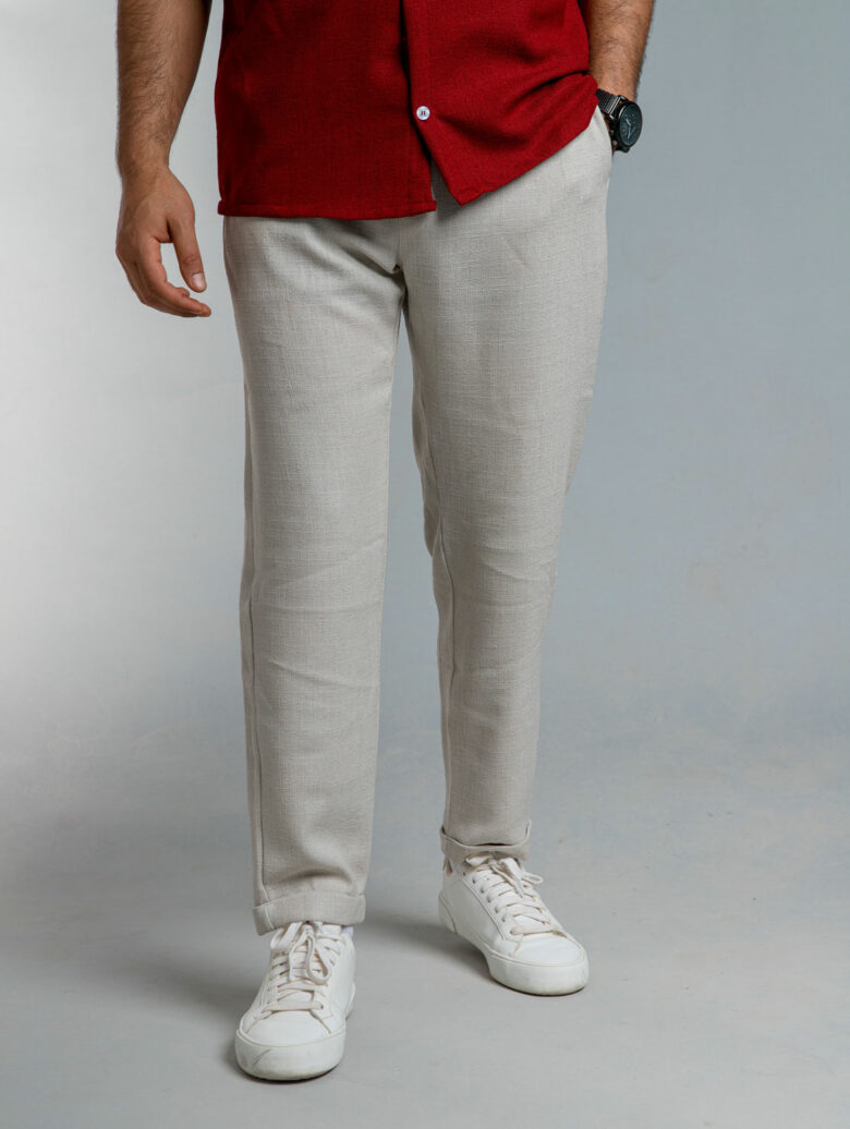 Grey Cotton-Linen Pants