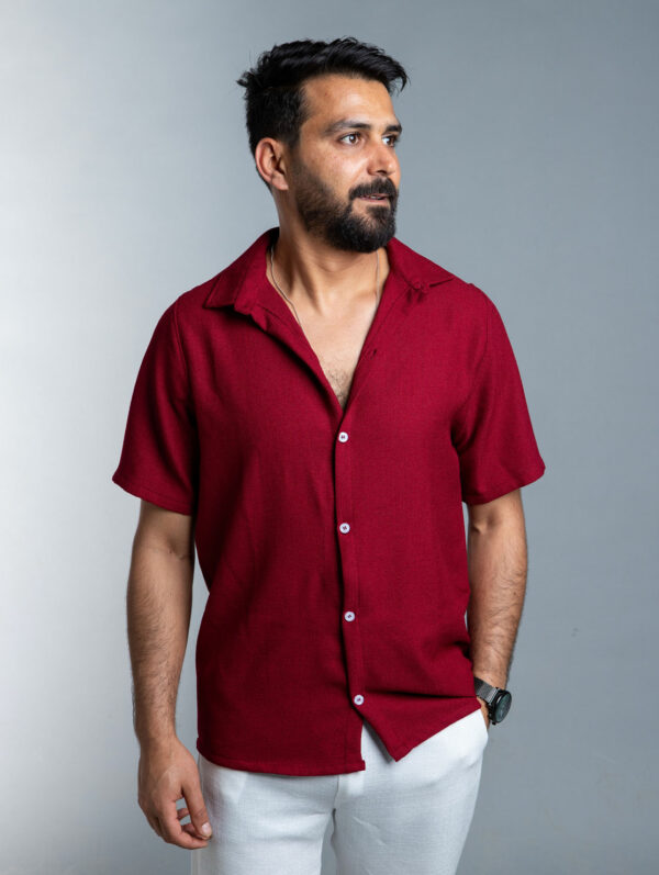 Burgandy Cotton-Linen Summer Shirt Burgandy Cotton-Linen Summer Shirt