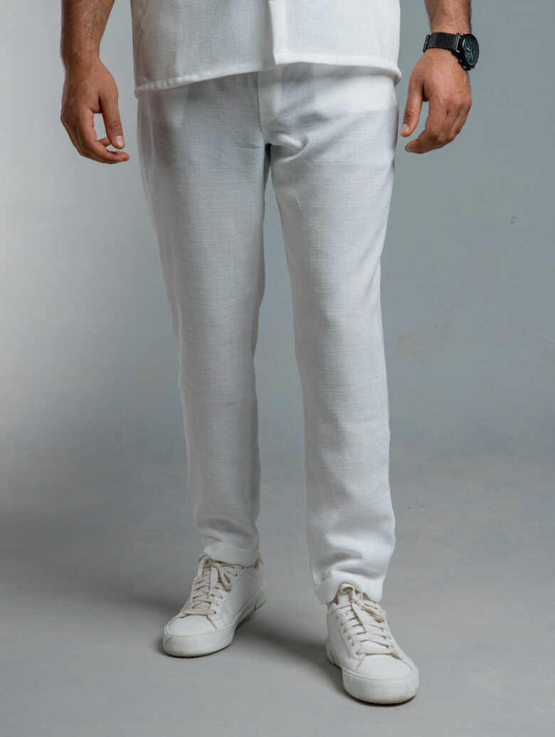 White Cotton-linen pants